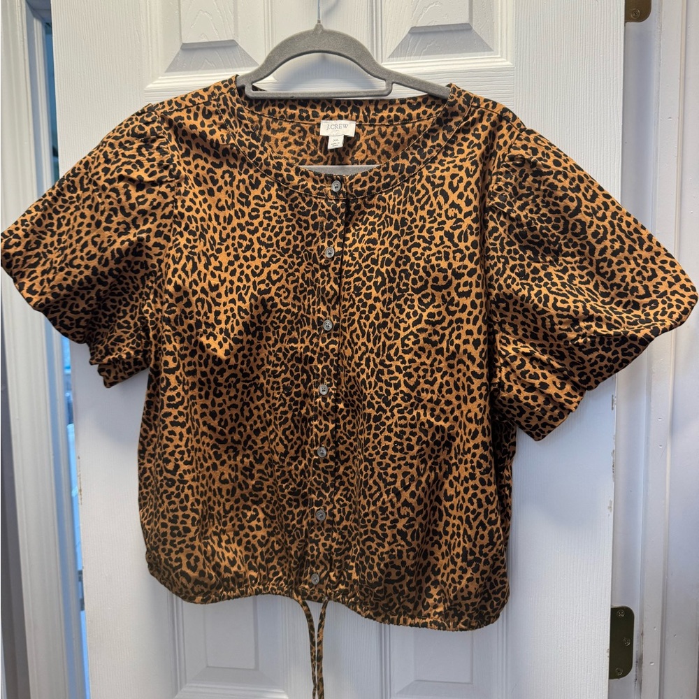J. Crew Brown Leopard Print Blouse